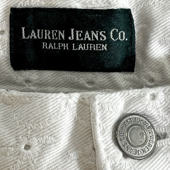 LAUREN JEANS CO. RALPH LAUREN white eyelot cotton crop jeans SZ 6 - Picture 14 of 15